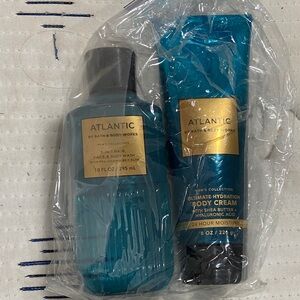 Bath & Body Works Atlantic Body Wash and Cream Set - Teal and Gold